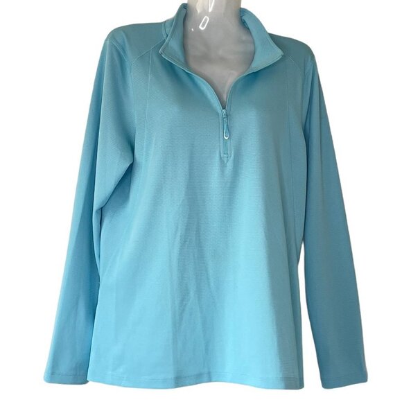 L.L. Bean Athletic 1/4 Zip with Right-Sided Zippered Pocket Women's Arctic Blue - Picture 1 of 6
